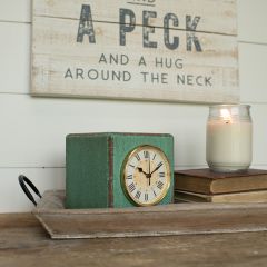 Aged Wooden Cube Table Clock