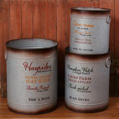 All Things Autumn Metal Bucket Planters Set of 3