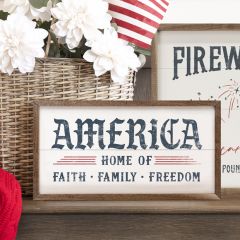 America Home Of Faith Family Freedom White Wall Sign