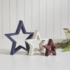 Americana Wooden Nested Star Decor Set of 3
