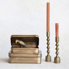 Antique Brass Hinged Metal Box Set of 2