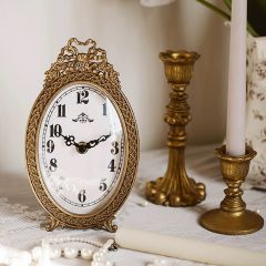 Antique Gold Oval Desk Clock