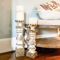 Antique Inspired Crown Candle Stands Set of 2