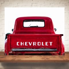 Antique Red Truck Back View Print Wall Art