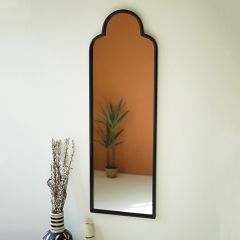 Antiqued Arched Black Iron Mirror