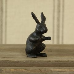 Antiqued Black Rabbit Garden Sculpture
