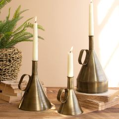 Antiqued Funnel Candle Holders Set of 3