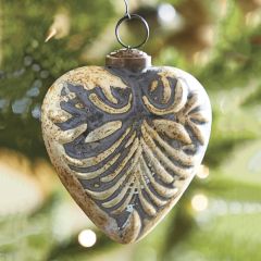 Antiqued Glass Heart Ornament Set of 6