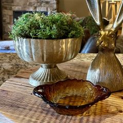 Antiqued Gold Tone Decorative Compote Bowl