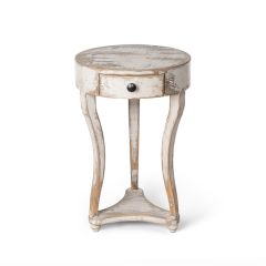 Antiqued Grey Round Accent Table