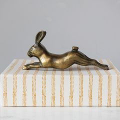 Antiqued Leaping Rabbit Figurine