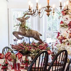 Antiqued Leaping Reindeer on Stand