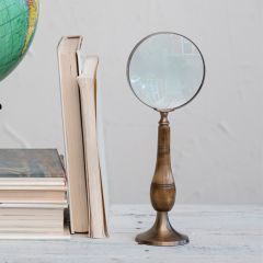 Antiqued Magnifying Glass Pedestal Stand