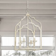 Antiqued Open Frame 4 Light Chandelier