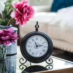 Antiqued Round Table Clock