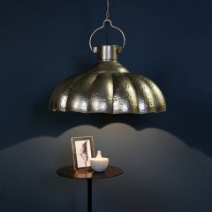 Antiqued Scalloped Dome Pendant Light