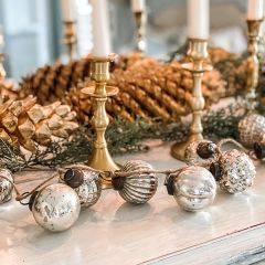 Antiqued Silver Mercury Glass Ornament Garland