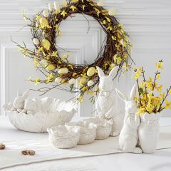 Antiqued White Bunny Tabletop Accent
