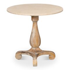Antiqued Wood Pedestal Bistro Table
