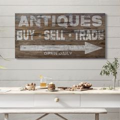 Antiques Canvas Wall Sign