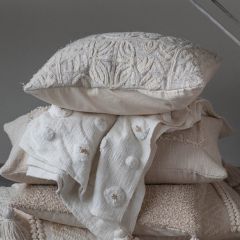 Applique Pattern Cotton and Jute Accent Pillow
