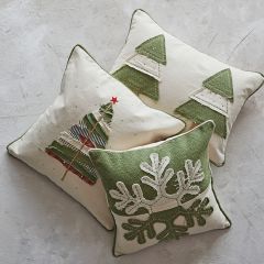 Appliqued Tree Christmas Accent Pillow