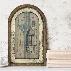 Arch Frame Striped Linen Bee Hive Print Wall Art
