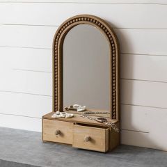 Arched Beaded Mirror With Drawers