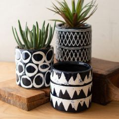 Artistic Pattern Ceramic Planters Set of 3