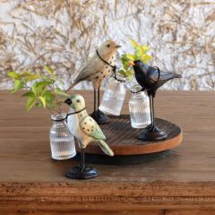 Assorted Bird on Pedestal Flower Holder Set of 3