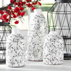 Vine Pattern Ceramic Vase Set of 3