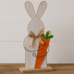Wood Bunny With Carrot Tabletop Decor