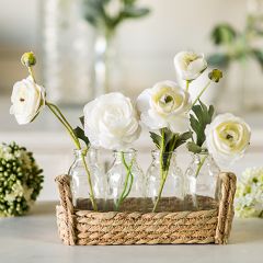 Four Bottles With Flax Basket