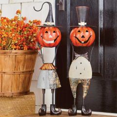 Cheerful Jack-O-Lantern Couple Figures Set of 2