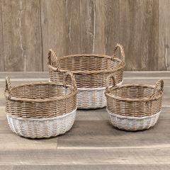 Two Tone Basket With Handles Set of 2
