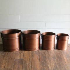 Round Copper Planters Set of 4