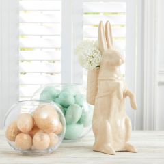 Ceramic Rabbit Statue With Basket Backpack