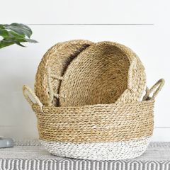 Round Two Tone Seagrass Basket Set of 3