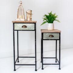 Industrial Accent Tables With Drawer Set of 2
