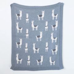 Cotton Knit Llama Baby Blanket