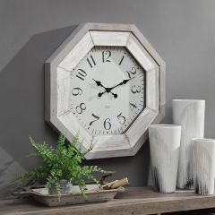 Grey Wash Octagonal Wall Clock