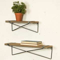 Rustic Industrial Farmhouse Wall Shelves Set of 2