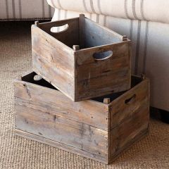 Wooden Produce Crates Set of 2
