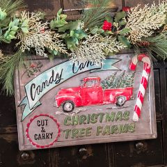 Candy Cane And Christmas Trees Holiday Sign