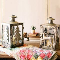 Galvanized Deer Candle Lantern