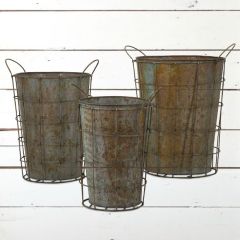 Garden Pots With Wire Mesh Caddy Set of 3