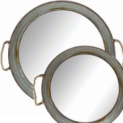 Round Metal Mirrored Trays | Oversized Serving Tray