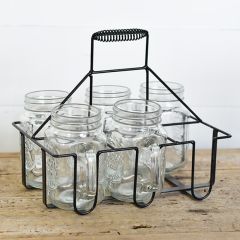 6 Jar Mugs With Wire Carrier