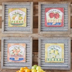 Tin Fruit Label Wall Art Set of 4