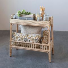Bamboo and Rattan Accent Table With Shelf